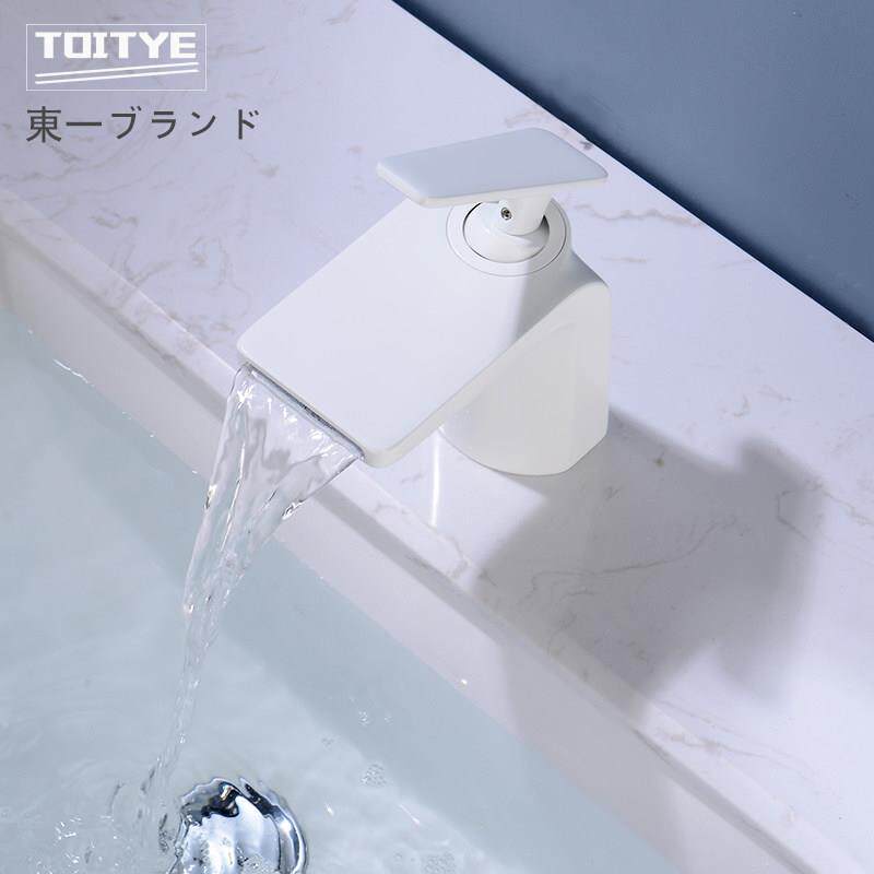 德国白色面盆水龙头瀑布式冷热台上盆洗手脸盆浴室柜全铜龙头