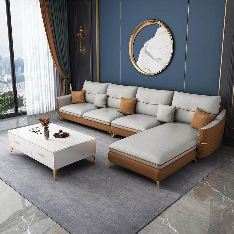 科技布沙发组合L转角U型简约现代北欧式客厅家具网红海绵乳胶布艺