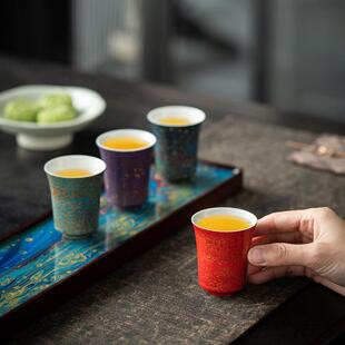 复古客杯 梦南州大漆茶具主人杯茶杯漆器闻香杯纯手工陶瓷高端中式