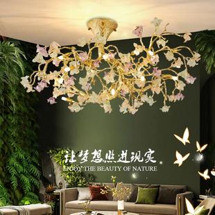 玫瑰花水晶灯艺术轻奢水晶客厅全铜高档奢华大气侘寂风树枝吸顶灯