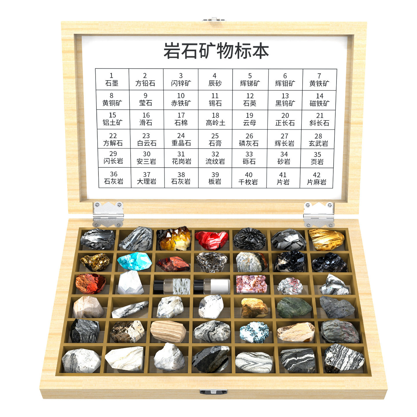 矿物岩石标本三四年级下册科学实验套装岩石矿物标本天然矿石教具