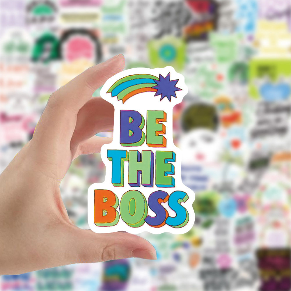 100张不重复英文励志文字涂鸦贴纸行李箱滑板车笔记本水杯防水贴