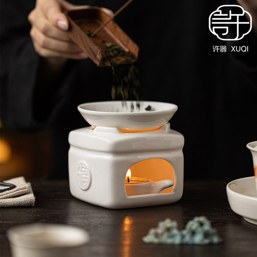 日式陶瓷茶炉提香蜡烛加热烤茶炉