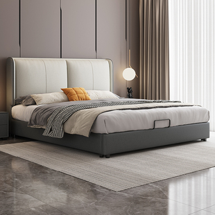 CBD现代简约布艺床主卧1.5/1.8米双人床软包床科技布床轻奢ins网