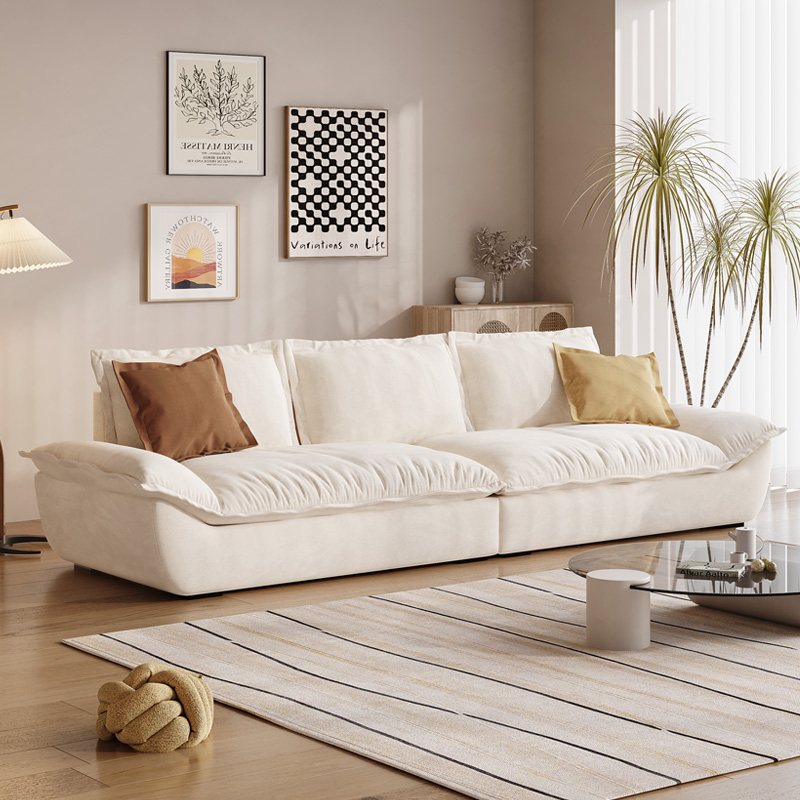 CBD奶油风帆船猫爪布艺沙发客厅小户型简约现代科技绒布超软乳胶