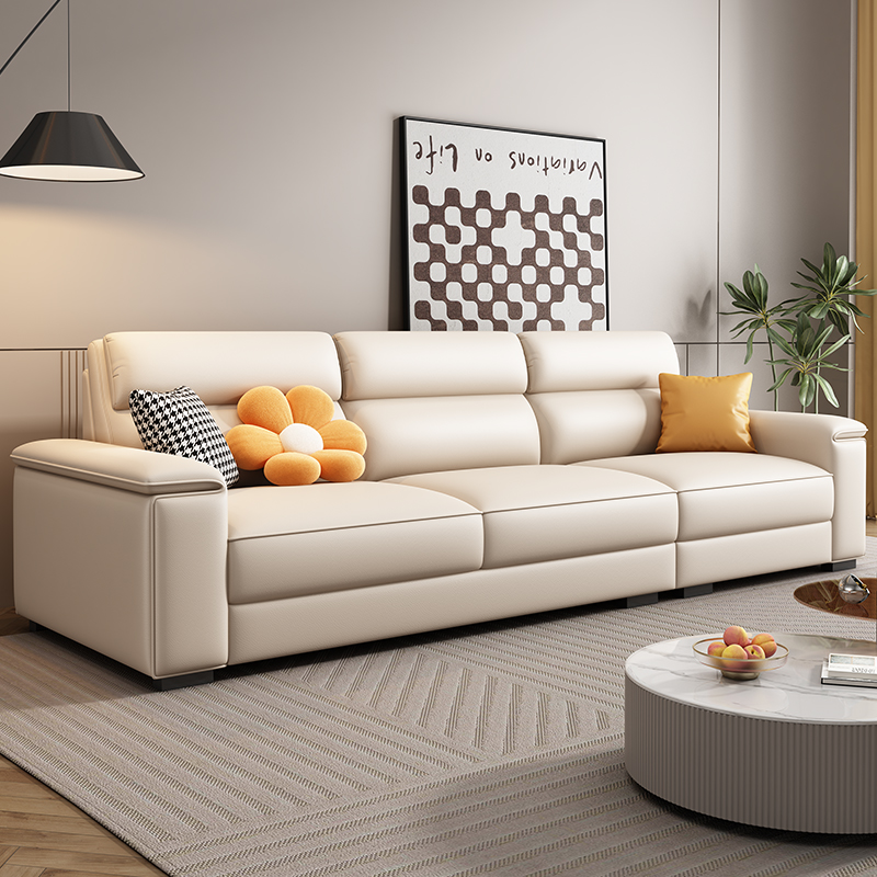 CBD直排真皮沙发奶油风客厅简约小户型三人位组合家用头层牛皮艺