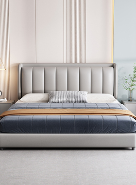 CBD床现代简约轻奢主卧大床高端大气2023新款卧室实木床双人网红