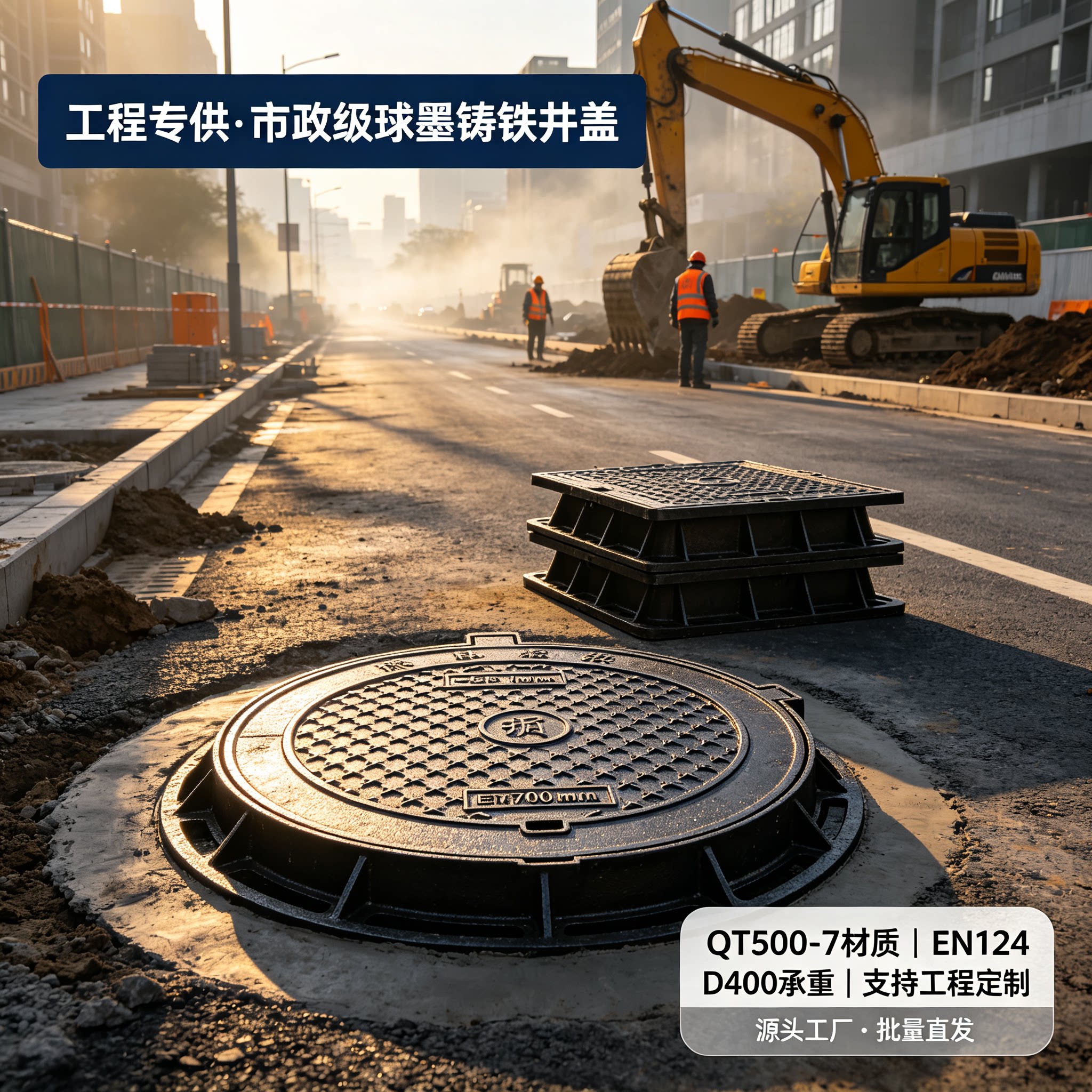 球墨铸铁加厚圆形方井盖包邮秒发