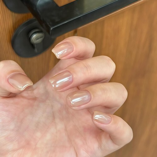 【裸透极光粉】手工穿戴美甲