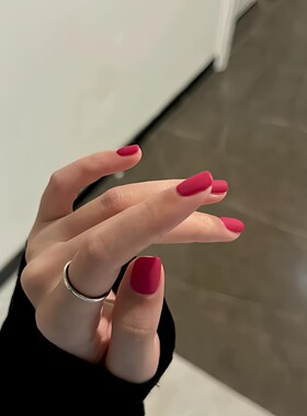 绝美~哑光磨砂酒红穿戴甲