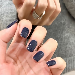 墨兰灰亮面纯色穿戴甲手工美甲穿戴甲短款成品甲片指甲贴片显白