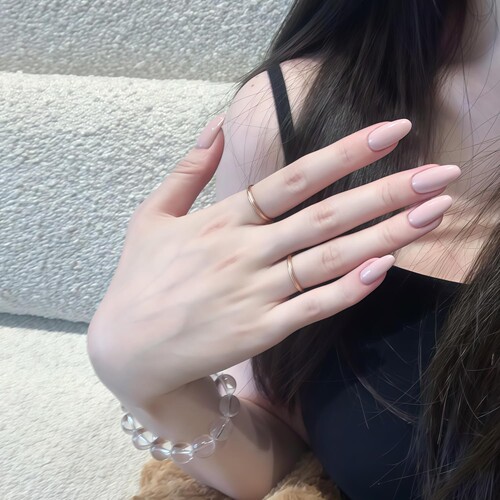 欧美日系显白皮粉穿戴甲中长款杏仁甲美甲纯手工高级感气质假指甲