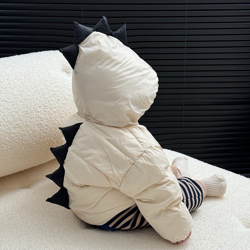 韩版男童冬季轻薄羽绒服2024新款洋气儿童卡通恐龙白鸭绒保暖
