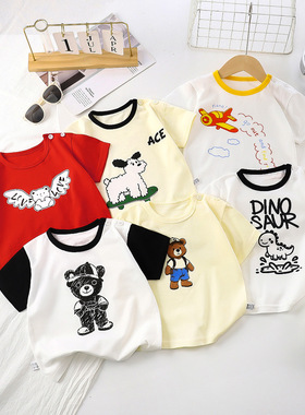 儿童短袖t恤纯棉a类夏季新款男童宝宝女童全棉衣服韩版2025童装