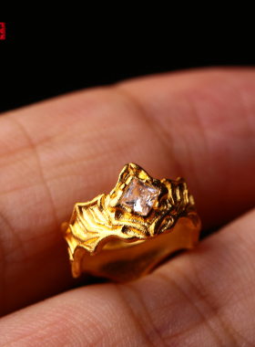 金色护身蝠卡环六丁骷髅隔片