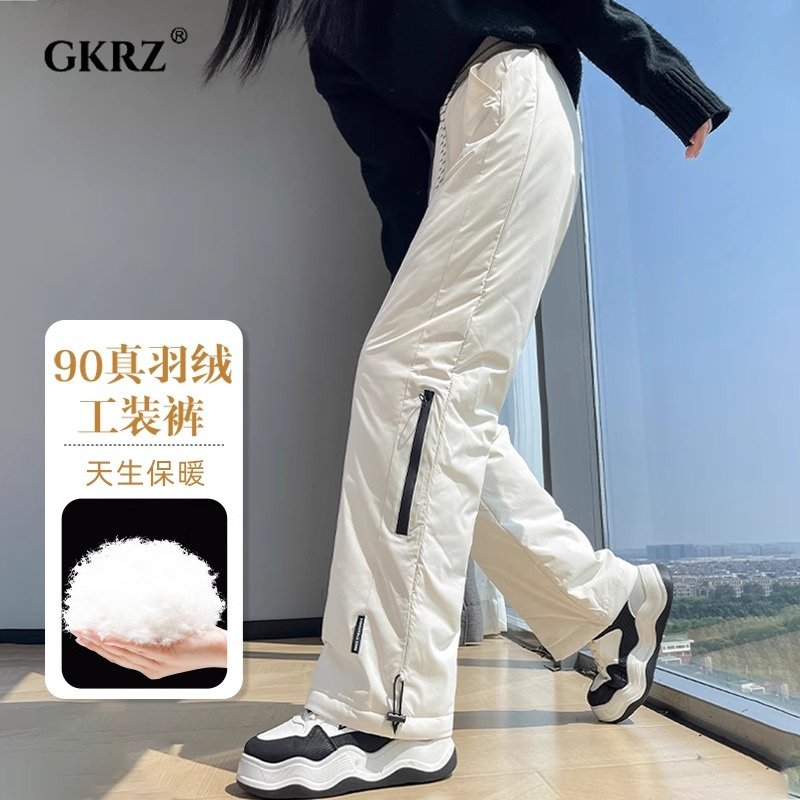 工装羽绒裤女冬季2024新款白鸭绒