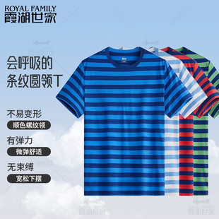 霞湖世家 新款 100%棉休闲短袖 圆领 241D Y领T恤 夏季