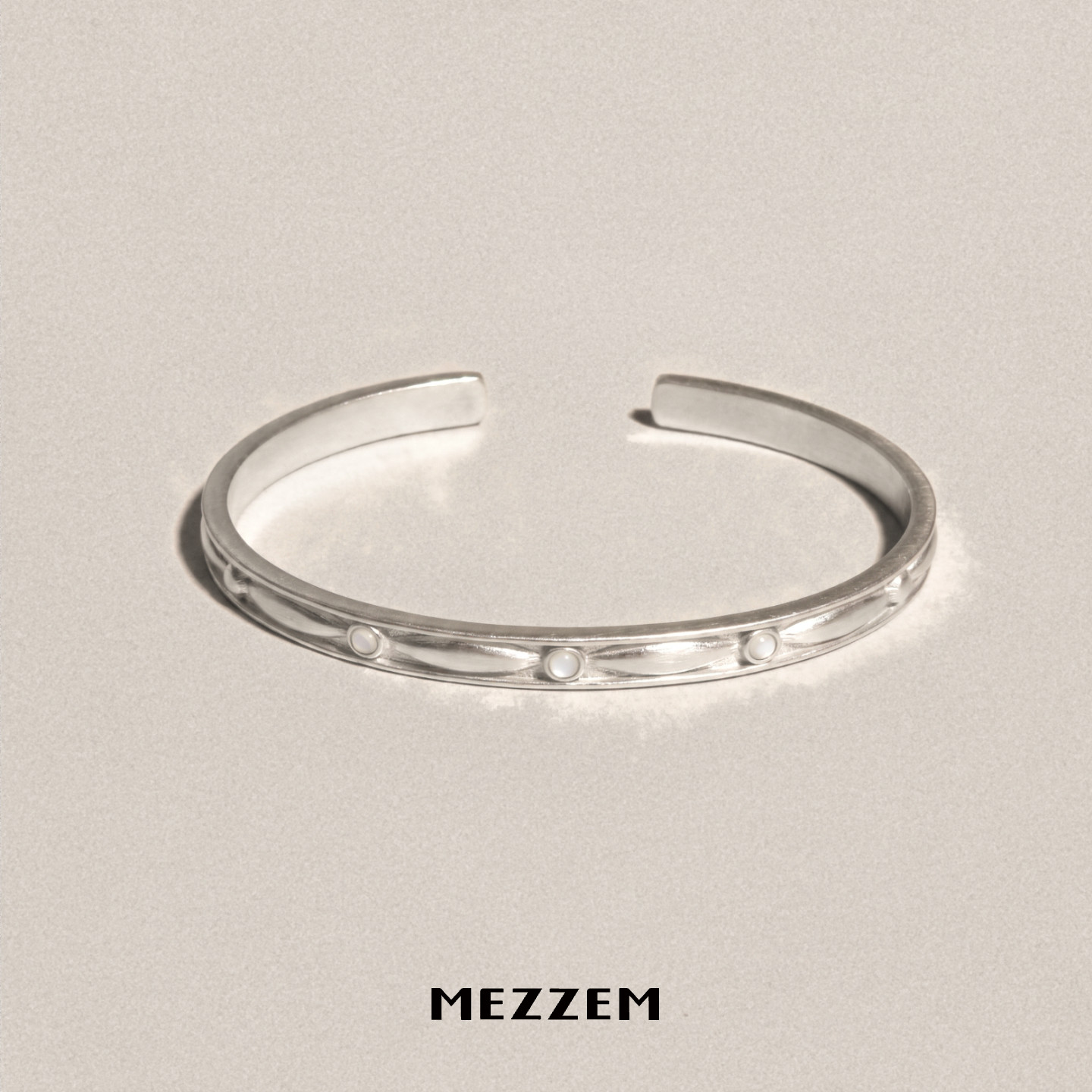 MEZZEM 银色复古原创小众设计冷淡系手镯 高级感开口个性饰品