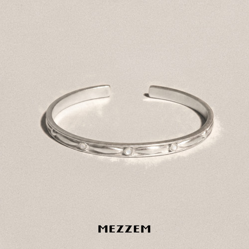 MEZZEM 银色复古原创小众设计冷淡系手镯 高级感开口个性饰品