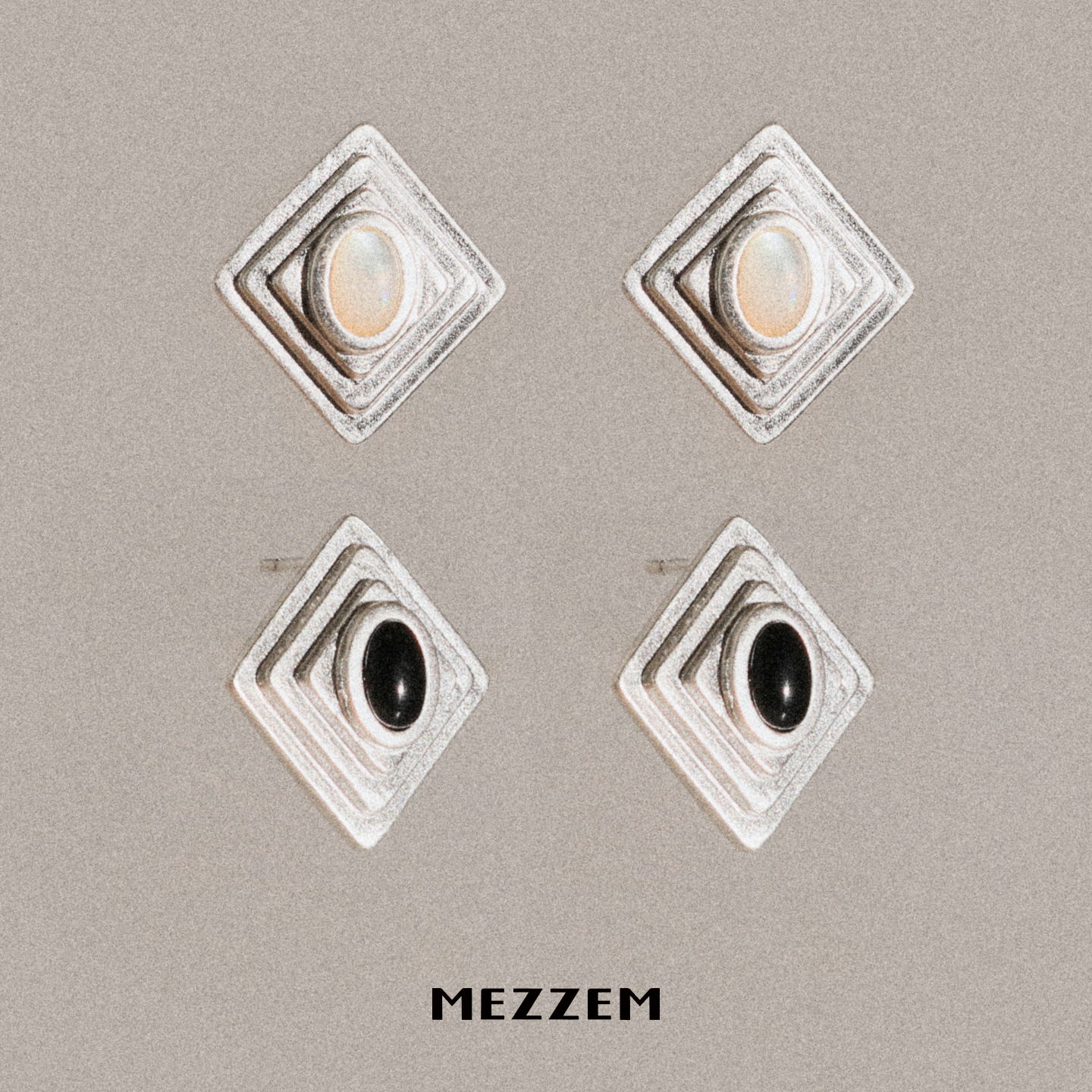 MEZZEM x LOPHNE菱形玛瑙贝母耳钉 原创小众设计时尚高级感耳饰