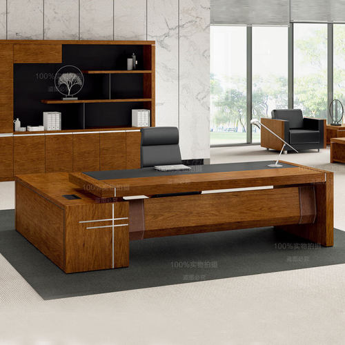 实木办公桌油漆大班台总裁经理桌简约现代家具办公室主管桌椅组合