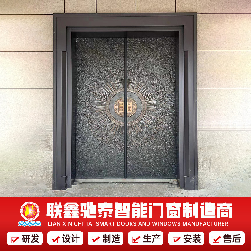 铜门家用别墅大门单双开门入户门防盗门农村庭院进户 防盗安全