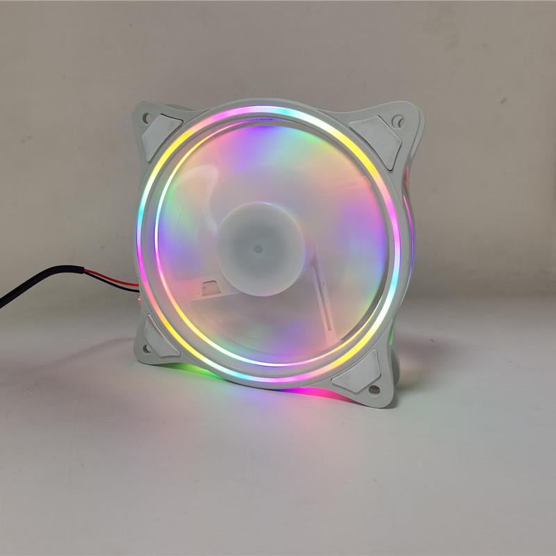 白色三光环机箱风扇5笔记本散热器接口12电脑机箱散热风扇