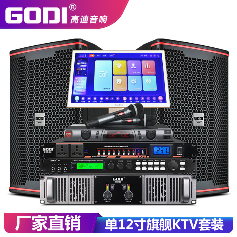 GODI 专业KTV音响套装单12寸家庭会议派对舞台酒吧音箱点歌机全套