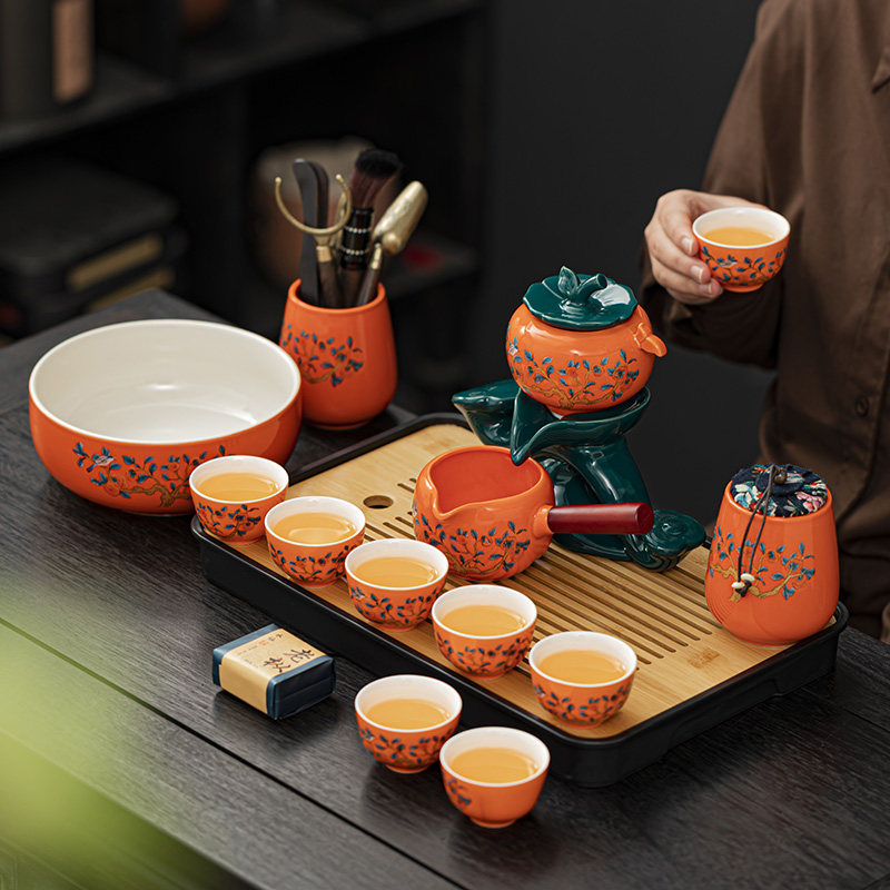 石狮如意自动功夫茶具茶盘全套家庭办公陶瓷杯壶石墨泡茶器