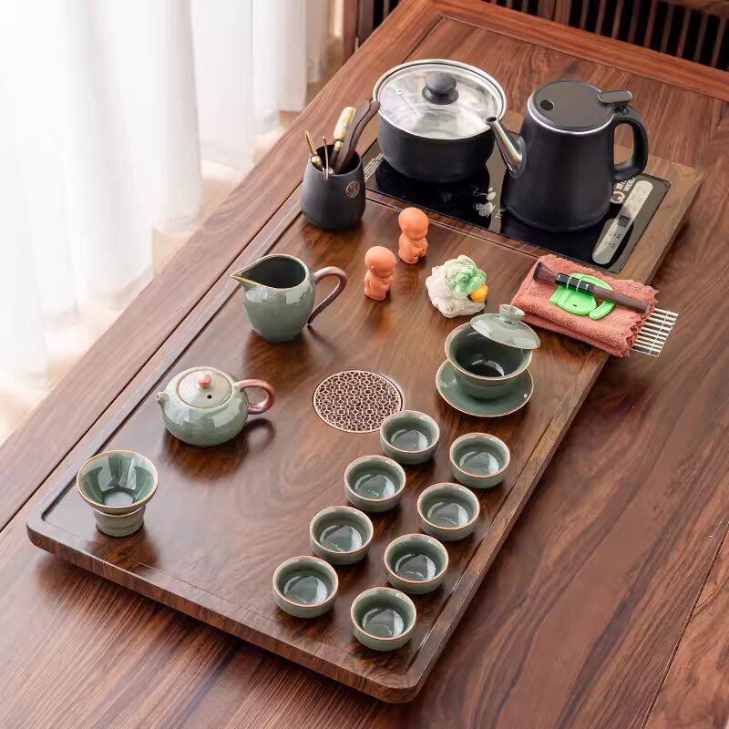整套茶具套组全自动烧水壶一体茶盘烧水家用喝茶茶台办公功夫泡茶