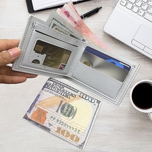 新款美元钱夹短款青年商务休闲横款皮夹时尚大容量软皮钱包便携