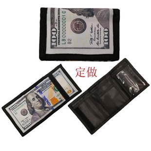 跨境风潮折叠美金钱包 印花口袋美元钱包 三折短款多卡位小钱夹