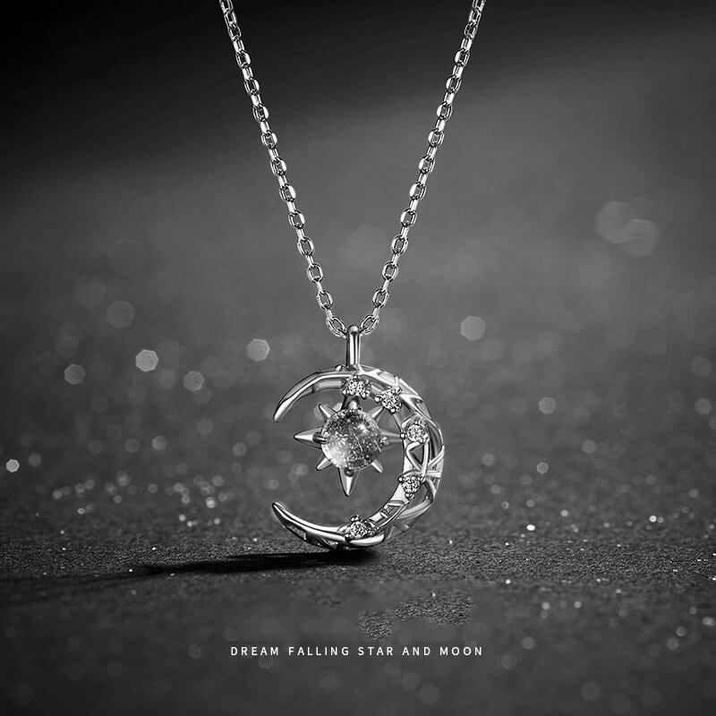 Blue Moonstone Necklace 1pc Star Moon Pendant Chain - Product image 2