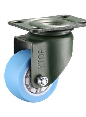 TPU2寸万向轮静音轮固定轮刹车手推车轮子YTOP卓烨锰钢脚19D蓝色