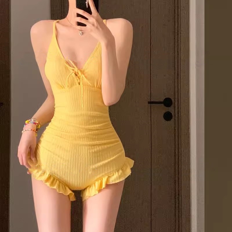 2025新款连体泳衣女式泳衣遮肚显瘦保守泳装长袖罩衫温泉多巴胺