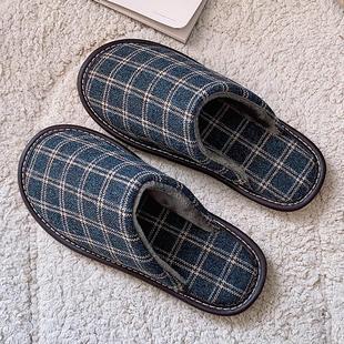 棉麻布艺保暖棉拖鞋 男四季 情侣居家室内地板月子防滑软底女秋冬季