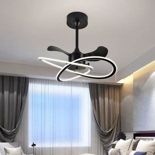 餐厅风扇灯北欧静音吊扇灯2022年新款 现代简约卧室电风扇一体吊灯