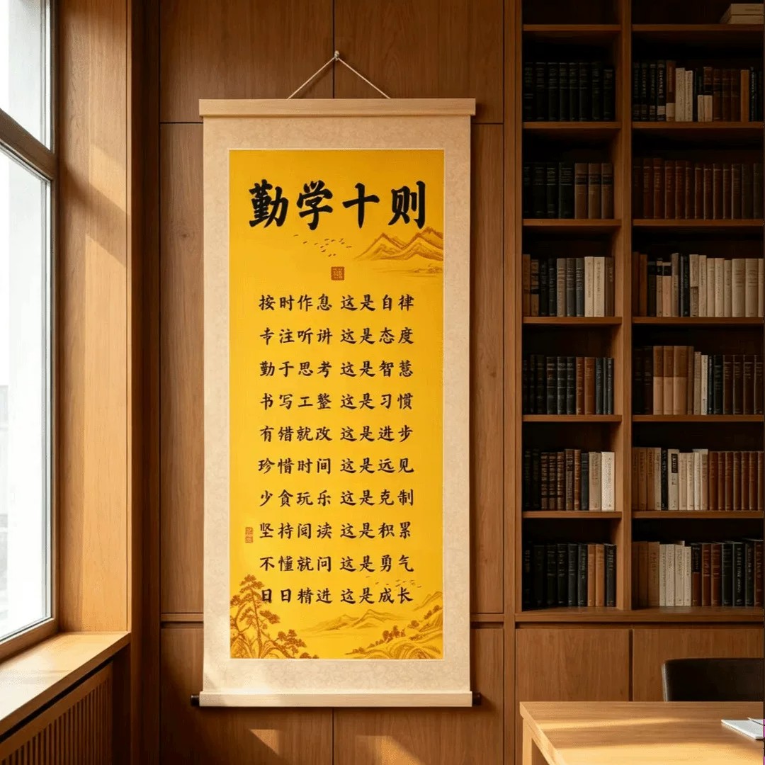 勤学十则家规家风教育学生书房客厅字画励志书法中式办公室挂画