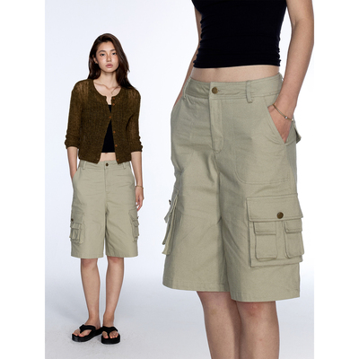 Gowireless斜纹宽松工装五分裤