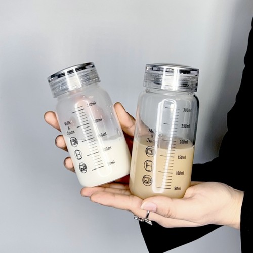 牛奶杯耐高温玻璃学生便携可微波豆浆杯子家用带盖刻度杯密封水瓶