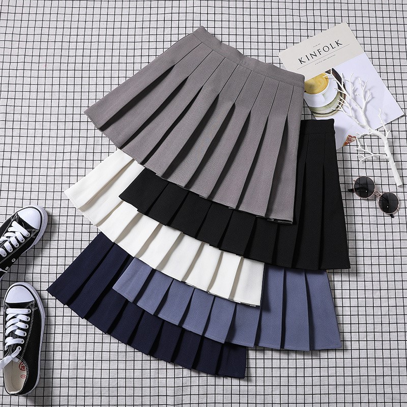 Women High Waist Pleated Skirt School Mini Skirts for Girls-封面