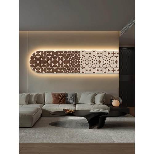 奶油风简约玄关装饰画LED灯画楼梯转角挂画高级感客厅背景墙壁画