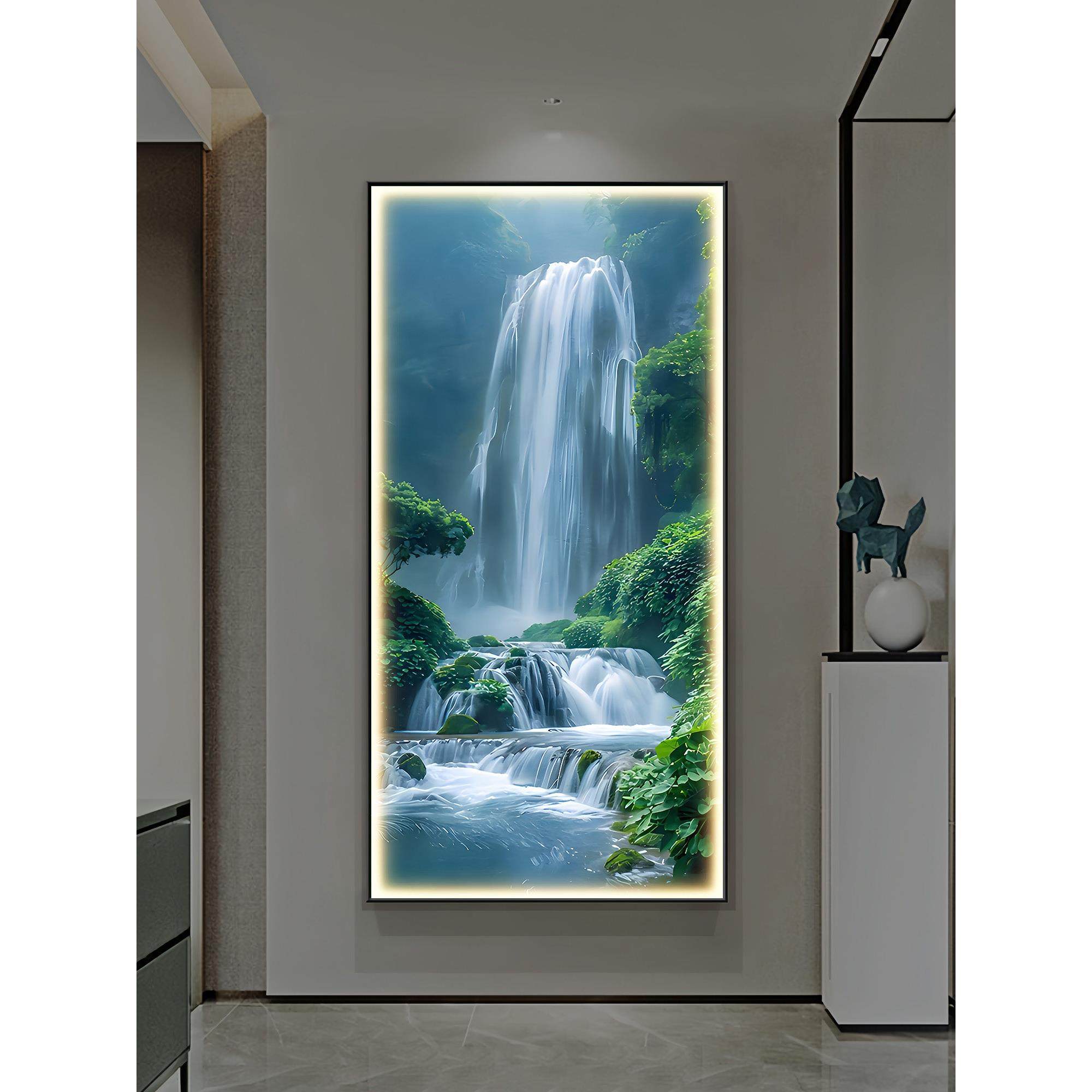 流水生财玄关装饰画现代轻奢走廊过道挂画高级感客厅入户进门灯画,家居饰品,现代装饰画,淘宝优惠券,粉丝福利购,淘宝优惠卷