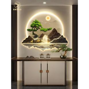 流水、财富、新中国风入口装饰画、上门迎客、松木山水、彩灯挂画