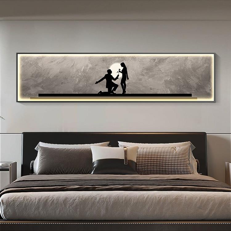 抽象人物卧室装饰画高级感发光主卧房间挂画现代简约酒店床头壁画