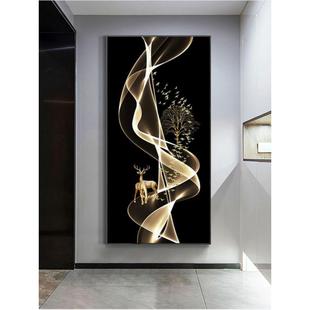 入户玄关装饰画高端现代简约走廊过道墙挂画发光画抽象轻奢晶瓷画