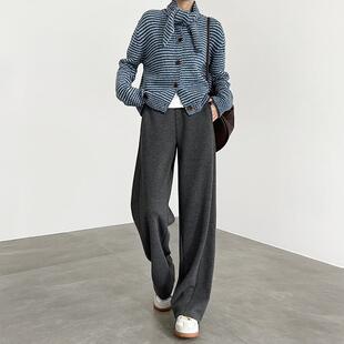 镰刀香蕉裤 灰色弯刀裤 宽松窄版 高腰直筒羊毛阔腿裤 女秋冬2024新款