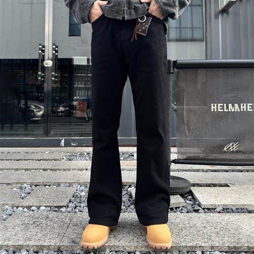 LNED7美式cleanfit微喇牛仔裤517弯刀裁剪黑色弹力秋冬款牛仔裤男