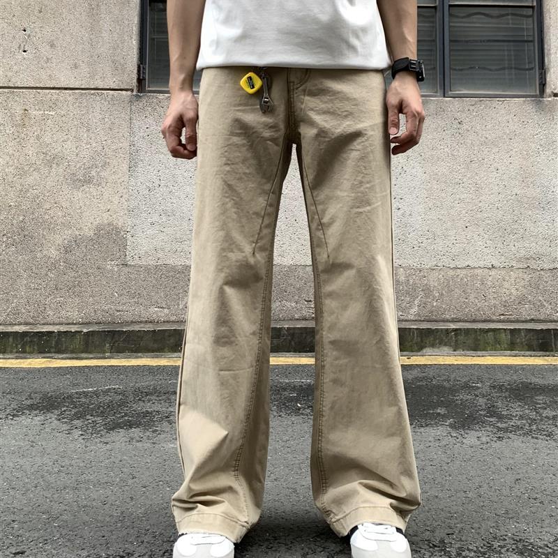 麻饭同学 美式工装裤做旧vintage复古直筒修身水洗宽松休闲长裤男