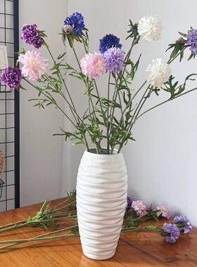 禹涵仿真蓝盆花轮峰菊绢花